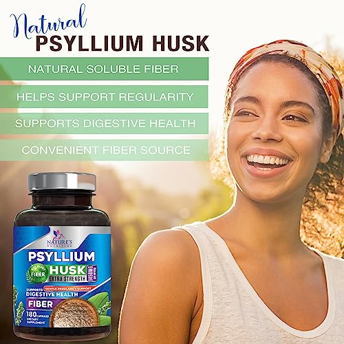 Premium Psyllium Husk Capsules 1450mg, Natural Fiber Supplement NonGMO