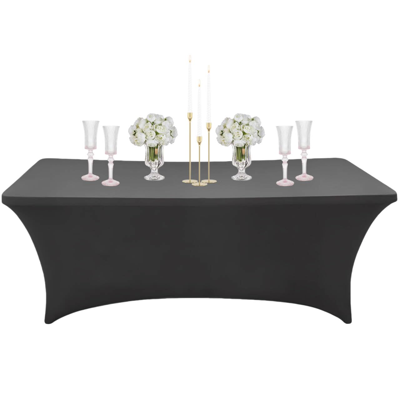 COSORO 6ft Spandex Tablecloths Stretchable Tablecloth Grey for Rectangle Table,Washable Fitted Table Cloth Spandex Stretch Patio Table Cover for Event,Wedding,Banquet,Party,Covering Stalls,Exhibitions