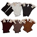 DZT1968® Short Crochet Knit Leg Warmer Boots Socks With Lace Trim For Women Girl