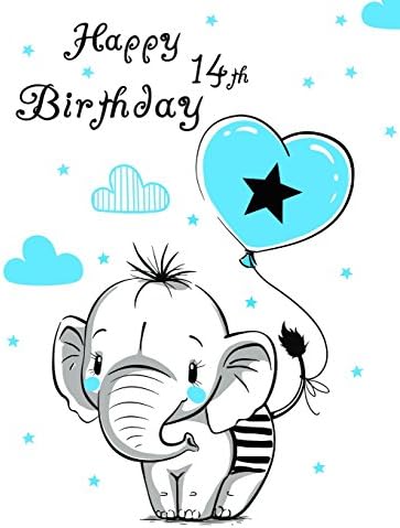 Happy 14th Birthday: Notebook, Journal, Diary, 105 Lined Pages, Cute Elephant Themed Birthday Gifts for 14 Year Old Girls or Boys, Teenagers, Kids, ... or Son, Best Friend, Book Size 8 1/2" x 11" Paperback – Large Print, May 23, 2018