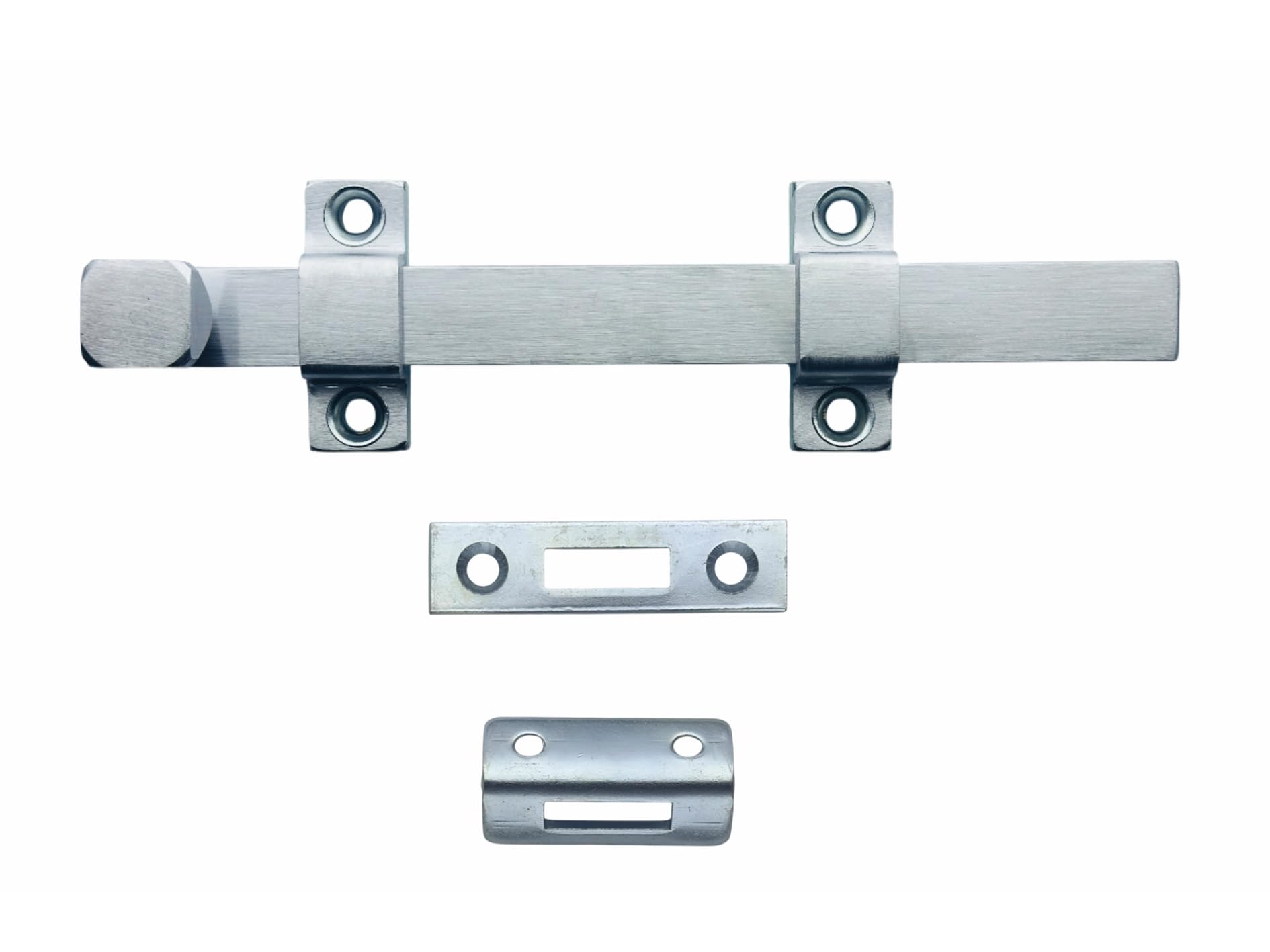 QCAA Heavy Duty Surface Bolt, Steel, 8", Brushed Chrome Finish, 1 Pack, Made in Taiwan