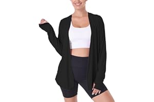 MAISON MISFITS 15 Womens Lightweight Summer Cardigan Rash Guard UPF 50+ Long Sleeve UV SPF Shirt with Pockets Thumb Hole