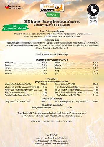 Chicken Gold Junghennenkorn 10â¯kg â Hochwertiges Aufzuchtfutter für Junghennen ab der 9. Woche, mit Leinsaat & Bierhefe, ohne Palmöl & Gentechnik - hühnergold® – Bild 8