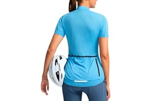 BIKEWA Women's Cycling Jersey Short Sleeve Bike Shirts Full Zipper Bicycle Biking Tops with Pockets Road Mountain Riding