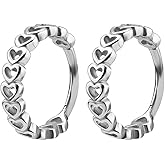 Niaspi 316L Surgical Steel Heart Huggie Hoop Earrings Hypoallergenic Cartilage Hoops Earrings 16G Nose Rings 8mm Small Huggie Earring for Women