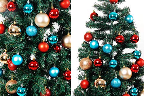 Beauy Girl Christmas Ball Assorted Pendant Shatterproof Ball Ornament Set Seasonal Holiday Wedding Party Decorations(24 Pcs, 4 cm) (Sky Blue) - Thumbnail 2