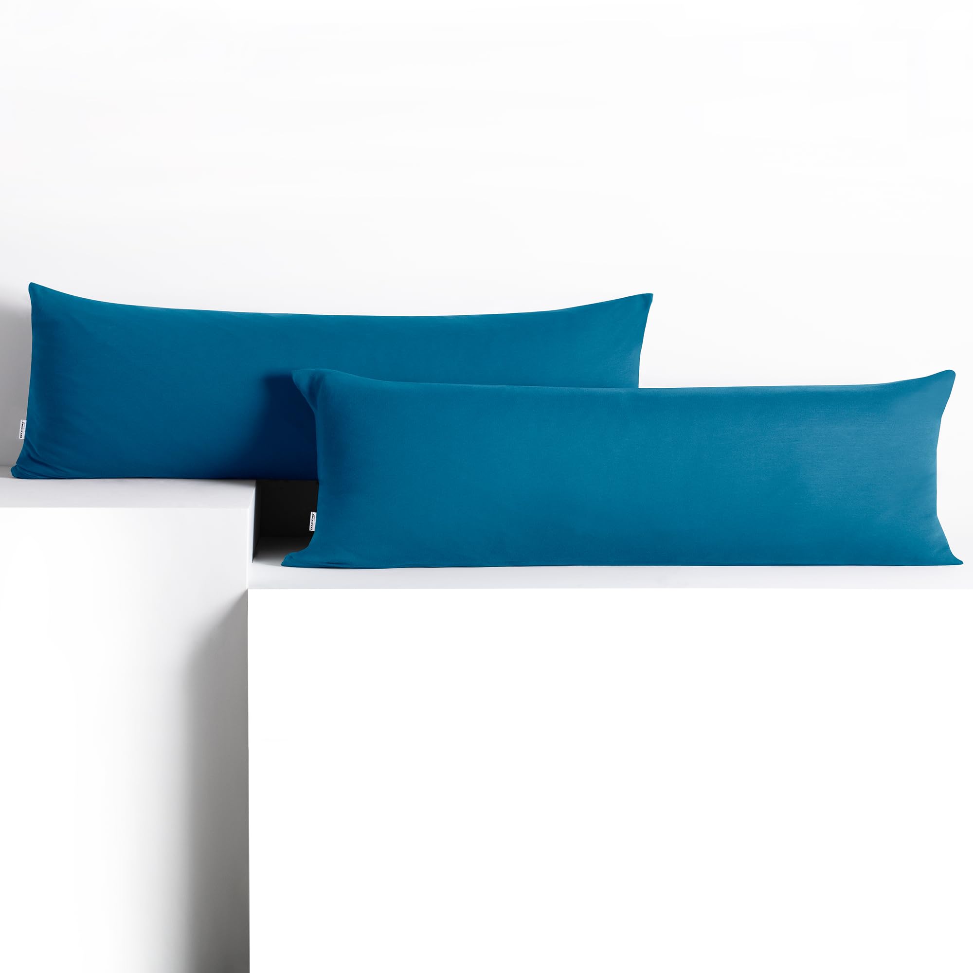 DecoKing 2 Pillowcases 40 x 200 cm Jersey 100% Combed Cotton Zip Blue Amber