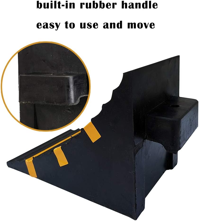 SLT Gdpodts Solid Rubber Heavy Duty Wheel Chocks 2 Pack Black and Yellow Wheel Blocks for Cars and Vehicles: Automotive