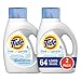 Tide Free and Gentle HE Liquid Laundry Detergent, 2 Pack of 50 oz., Unscented and Hypoallergenic for Sensitive Skin, 64 Loads