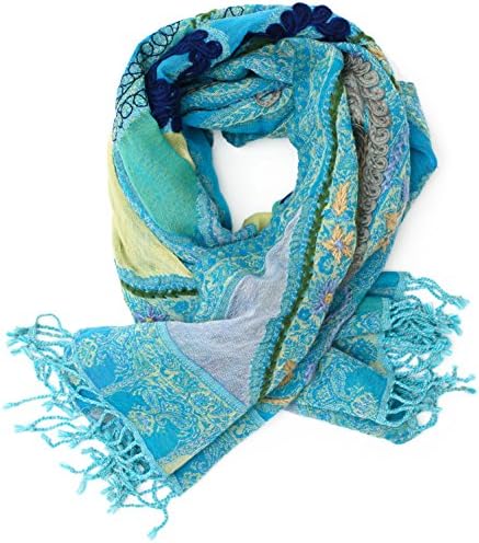 Hand-embroidered, warm Pashmina shawl from Punjab, India, Paisley, 180 x 70 cm - 100% wool - different designs
