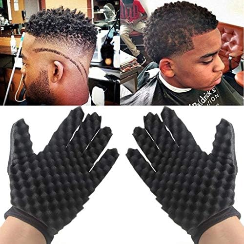 Lomire Curl Hair Sponge Gloves, Curls Coil Magic Tool for Barbers, Wave Twist Brush Gloves Styling Tool For Curly Hair Styling Care Dreads Afro Deva Locs Twist Dreadlocks Coil (Left and Right)