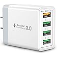 USB Wall Charger, Aioneus 40W 4-Port Fast Charger Block, Multiport USB Cube Power Adapter Wall Charger Plug Charging Block for iPhone 15 14 13 12 11 Pro Max XR Xs Max 8,Samsung,Android Phones