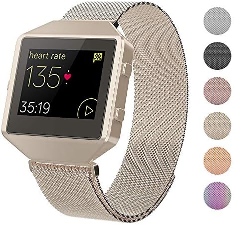 CRODI Compatible for Fitbit Blaze Bands with New Metal Frame, Stainless Steel Magn Womens Mens Replacement Band Fit bit Blaze Wristbands (Small, Large Size)