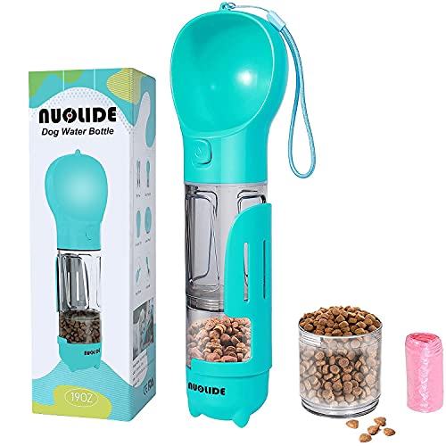 NUOLIDE Dog Water Bottles for Walking, 4 in 1 Portable Pet Water Bottle Dispenser Leakproof Dog Travel Water Bottle with…