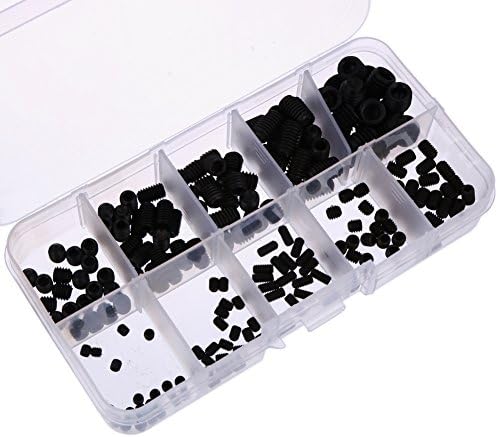 CSLU 200-Piece M3 M4 M5 M6 M8 Hex Allen Head Socket Set Screw Assortment Kit, Black Oxide Finish