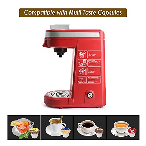 CHULUX Single Cup Coffee Maker Travel Coffee Brewer for K-cups,Red