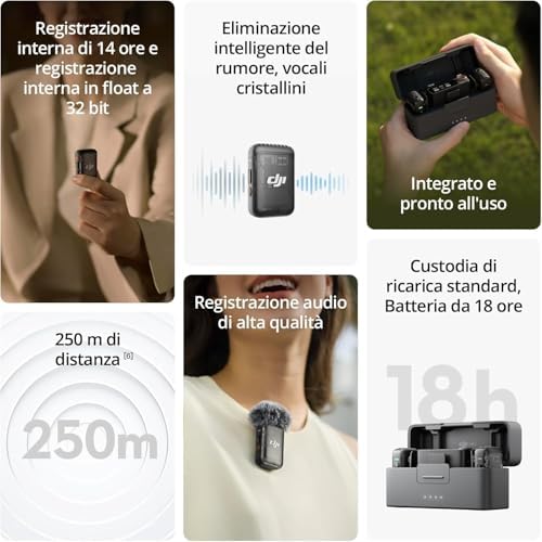 Mic 2 (2 TX + 1 RX + Custodia di ricarica)