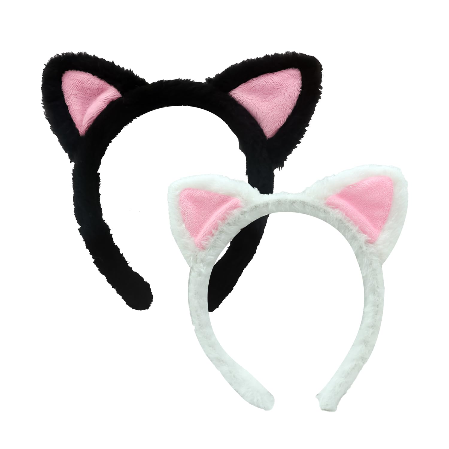 XNHIU 2 Pieces Cat Ears Headband - Children & Adult Cute Lovely Hairband Furry Cat Ears - Halloween Party & Daily Decoration for Women