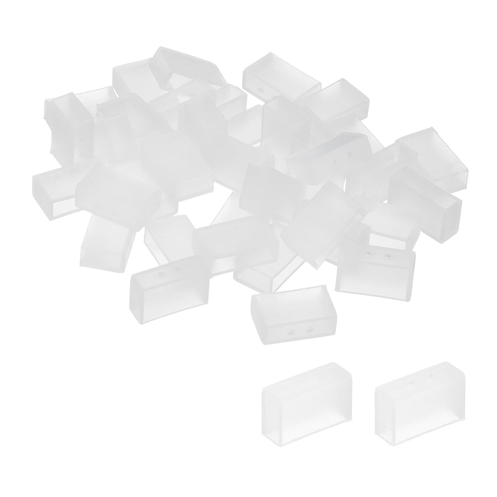 PATIKIL Silicone End Cap Plug Cover for Strip Light, 80 Pack IP67 Waterproof Fit 12mm Wide LED Strip Light, 2 Styles (Non Hole and 2 Holes)