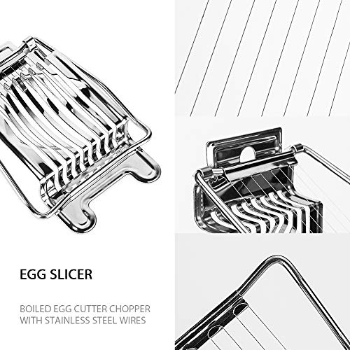 Tearcam Egg Slicer, Boiled Egg Slicer, Egg Cutter Chopper with 7 Cutting Wire in Stainless Steel