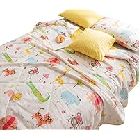 J-pinno Jungle Tiger Lion Monkey Elephant Cartoon Quilted Comforter Full for Kids Bedding (Full, 22)