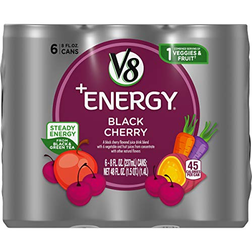 V8 +Energy, Healthy Energy Drink, Natural Energy from Tea, Black Cherry