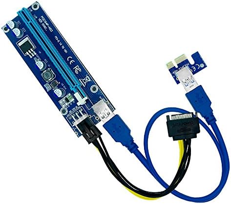 PCIe 6-Pin USB 3.0 PCI-E Express 16x to 1x Extender Riser Card Adapter w/ SATA Power Cable for Bitcoin/Litecoin - Ethereum Mining ETH