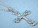 Alilang Silvery Tone Rhinestone Ornate Cross Pendant Necklace White Black Blue Green Pink