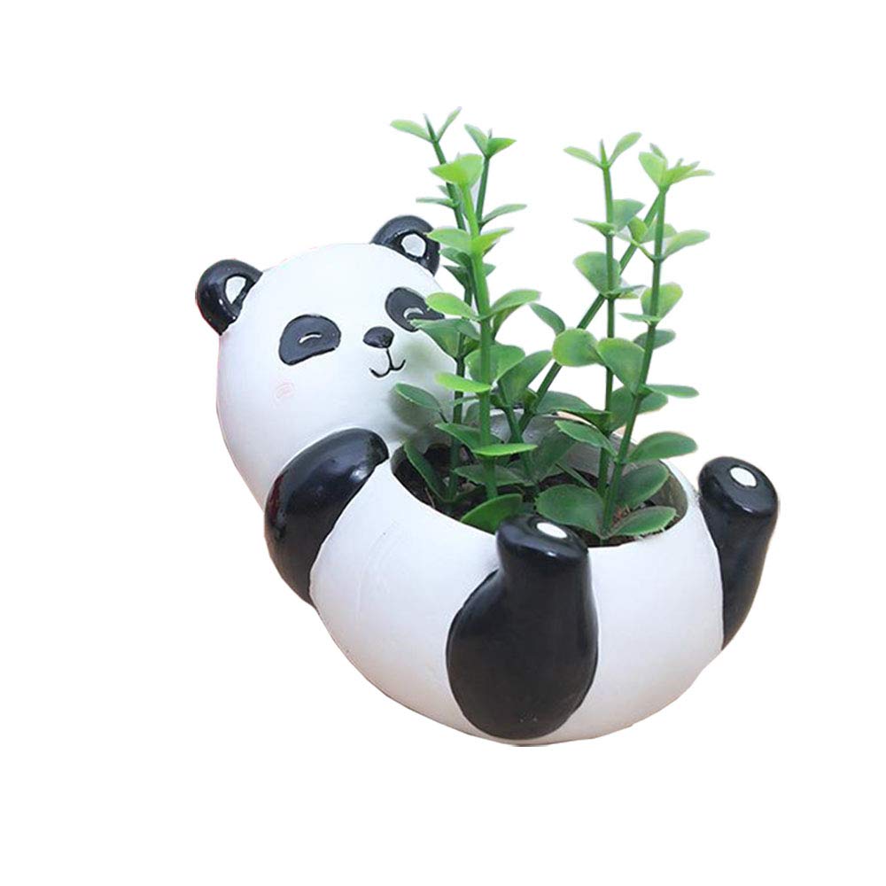 Youfui Cute Panda Flowerpot Animal Resin Succulent Planter Desk Mini Ornament