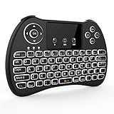 Tripsky H9 2.4GHz Backlit Mini Wireless Keyboard, Handheld Remote with Touchpad Mouse for Android TV Box, Windows PC, HTPC, IPTV, Raspberry Pi, XBOX 360, PS3, PS4(Black)