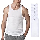 Hanes Men’s Tall 100% Cotton Ribbed Tank Tagless Undershirts, Multipack