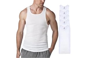 Hanes Men’s Tall 100% Cotton Ribbed Tank Tagless Undershirts, Multipack