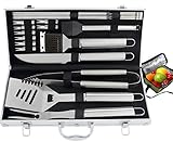 ROMANTICIST 20pc Heavy Duty BBQ Grill Tool Set with Cooler Bag for Men Dad in Gift Box - Outdoor Camping Tailgating Barbecue Grill Accessories in Aluminum Case