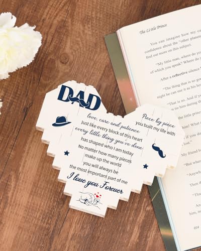 KAAYEE Fathers Day Dad Gifts, Building Blocks Plaque Dad Birthday Gifts from Daughter Son, Funny Daddy Presents from Kids for Christmas Birthday, Ideal Gift for Daddy Father Men