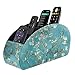 Fintie Remote Control Holder, 5 Compartments Vegan Leather TV Remoter Caddy Desktop Organizer Makeup Brush Holder Storage Fits TV Remotes, Media Controllers, Office Supplies(Blossom)