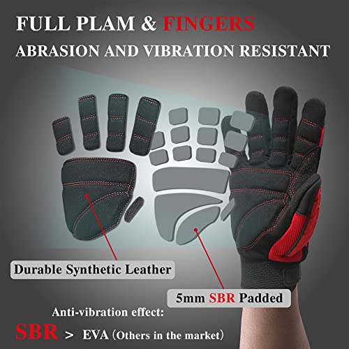 HANDLANDY Anti Vibration Gloves, SBR Padding, TPR Protector Impact