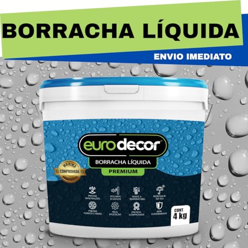 Euro Decor Tinta Borracha Líquida Flexível Premium 10kg - Impermeabilização Total, Flexível e Resistente a Fissuras para Telhados, Reboco e Metal - Isolante Térmico contra Infiltrações (Branco Neve)