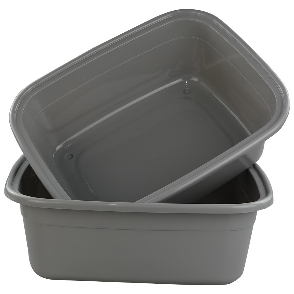 Begale 16 Quart Rectangular Plastic Wash Basins/Basin Tub, Set of 2