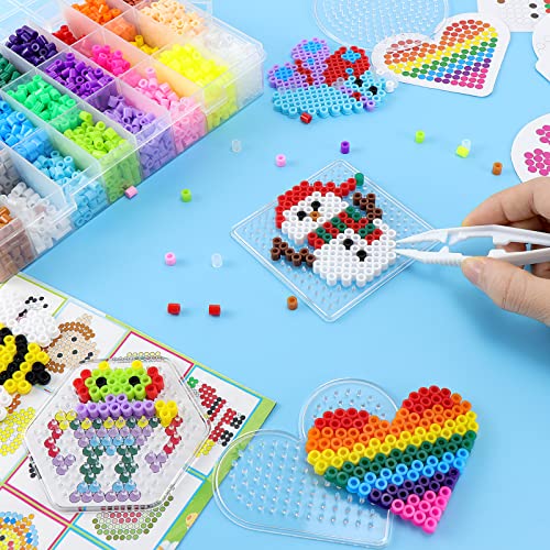 Zoyomax Ironing Beads Set 5 mm, 24 Colours Beads with 4 Ironing Beads Plates, 6300 Ironing Beads Craft Set, Beads Set for Birthday, Christmas, Gift, DIY