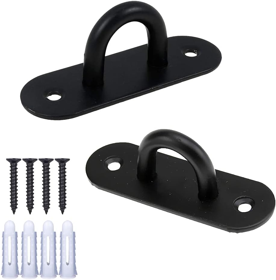Outdoor Hanging Brackets - Jomihoney Stainless Steel Heavy Duty Ceiling Hooks with Screws and Plastic Anchors, Wall Mount Pad Eye Plate Top Hook Hanging Hardware for Yoga Hammock Swing Boat Sandbag Plant Basket