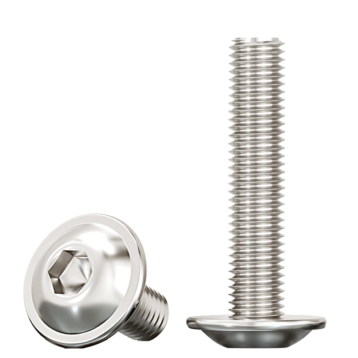 Drenky 10 Pcs Flanged M8 X 35mm Stainless Steel Pan Head Machine Screws with Flat Head and Hexagon Bolt, Rustproof