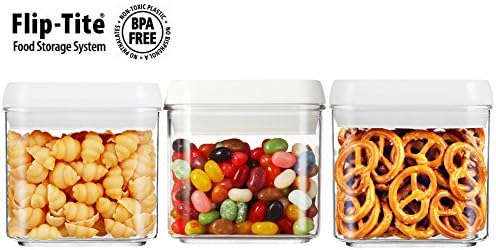 Flip-tite Canister. 4”W X 4”D X4”H. 0.5 L/16oz (3 pc set).