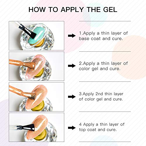 MEET ACROSS Gel Nail Polish Set 3 Colors, Pink Soak off UV LED Lamp Gel Nail Polish Set Mermaid Glitter Gel Polish Home Gel Manicure Kit 8ml