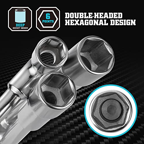 DURATECH Metric 8 9 10 12 13 14 15 17 19 mm 9 Piece Hexagonal Imprint Pipe Wrench Set Heavy Duty Durable Material with Carry Pouch