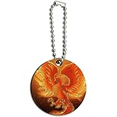 GRAPHICS & MORE Phoenix Rising from the Flames Wood Wooden Round Keychain Key Chain Ring