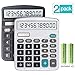 Calculator, 2-Pack 12-Digit Solar Battery Basic Calculator, Solar Battery Dual Power Office Calculator, with Large LCD Display and Large Buttons (Battery Included)