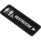 PATIKIL Restroom with Right Arrow Sign, 9"x3" Acrylic Self Adhesive Door Indoor Outdoor Sticker for Bathroom Restroom Office 