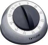 Taylor Pro Wind Up Kitchen Timer Stainless Steel 60 Minute Grey view 1