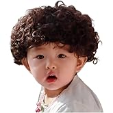 Sywwlov Brown Short Curly Wavy Wigs for Kids Child Costume Cosplay Wig Hair Adjustable Synthetic Heat Resistant (Brown)