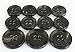 11 Pieces Genuine Natural Black Horn Blazer & Suits Button Set - Wide Tip Rim - for Blazer, Sport Coat, Uniform, Jacket
